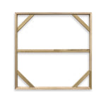 a wooden stretcher bar frame with a white background