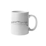 a white coffee mug with an inscription on it