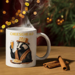 a coffee mug with a badger wearing a cheese hat and holding a glass of
