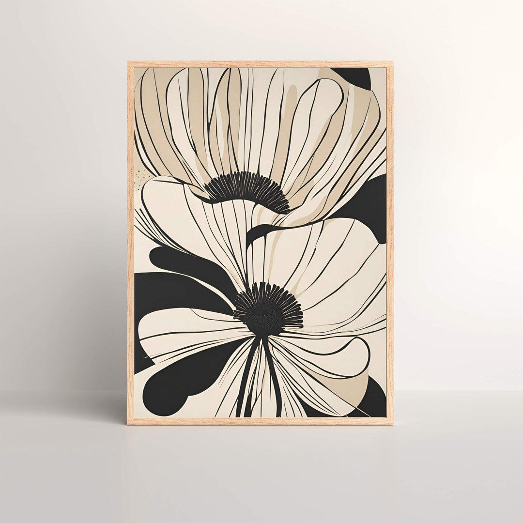 Beige Abstract Floral Art Print showcasing flowing lines and soft neutral tones, perfect for modern, boho, and minimalist decor styles.