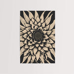 Close-up of the Beige Abstract Sunflower Art Print highlighting the captivating intricate details of the sunflower pattern, ideal for minimalist and farmhouse interiors.