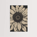 Beige Sunflower wall art print showcasing intricate botanical details, ideal for modern and serene home decor.