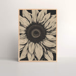 Beige Sunflower wall art print showcasing intricate botanical details in a neutral palette, perfect for modern home decor.