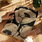 Beige & Black Poppies Fine Art Paper Print Laying Flat On A Table