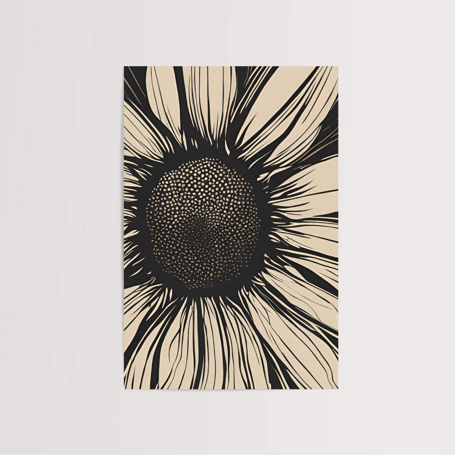 Elegant display of the Bold Sunflower Art Print, emphasizing vibrant colors and textures, suitable for enhancing living spaces, ideal as a unique gift for sunflower art print enthusiasts.