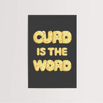 Funny unframed cheese-themed wall art in wooden frame mockup"