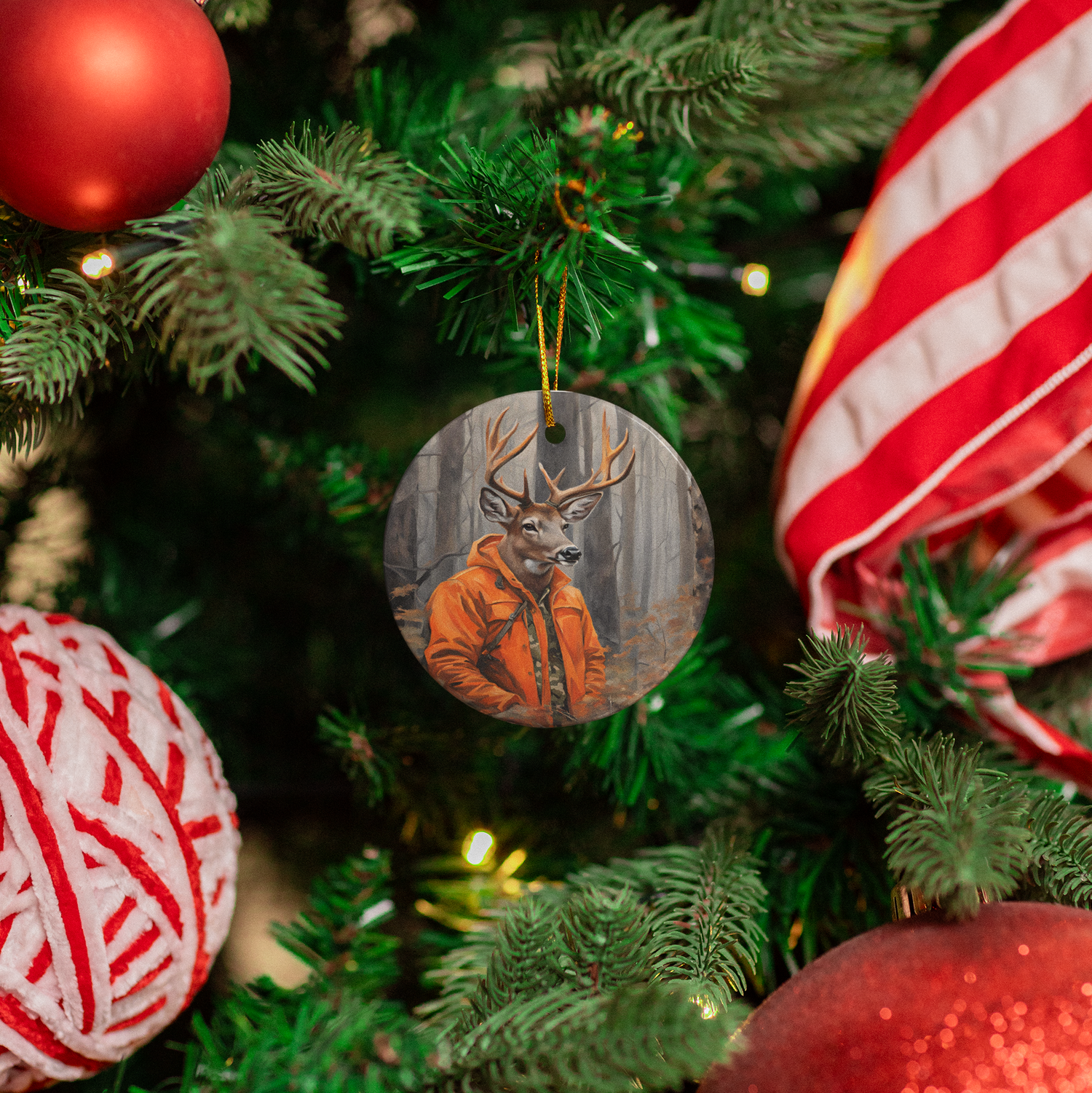 a close up of a christmas tree with ornaments