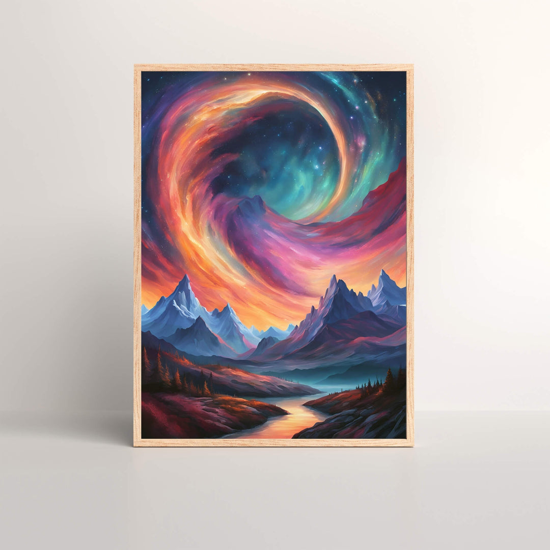 Dreamy Mountain Sky | Art Print featuring a stunning abstract design of a vibrant mountain sky, perfect as a gift for her or a piece of nature-inspired wall art. This masterpiece showcases vivid colors and captivating scenery, ideal for brightening up any space and enhancing home decor.