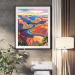 a living room with a chair and a painting on the wall