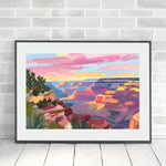 a painting of the grand canyon at sunset