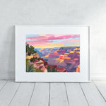 a painting of the grand canyon at sunset