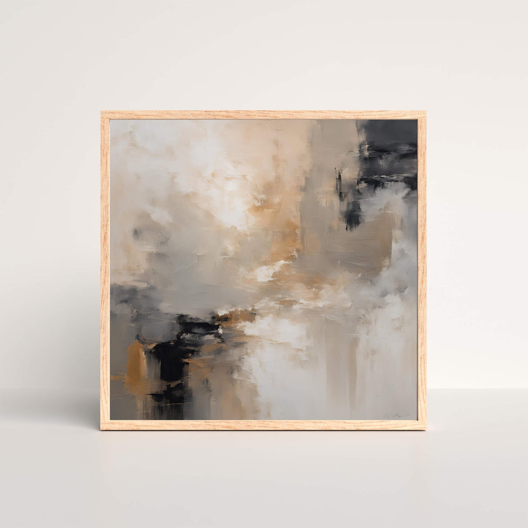 a framed art print of a abstract neutral acrylic painting