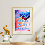 Fine Art Giclee Print - Love is the paint that makes our hearts a masterpiece - framed and matted in a oak picture frame hanging on a whitewall above a desk.