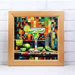 a picture of a painting of a drink and limes