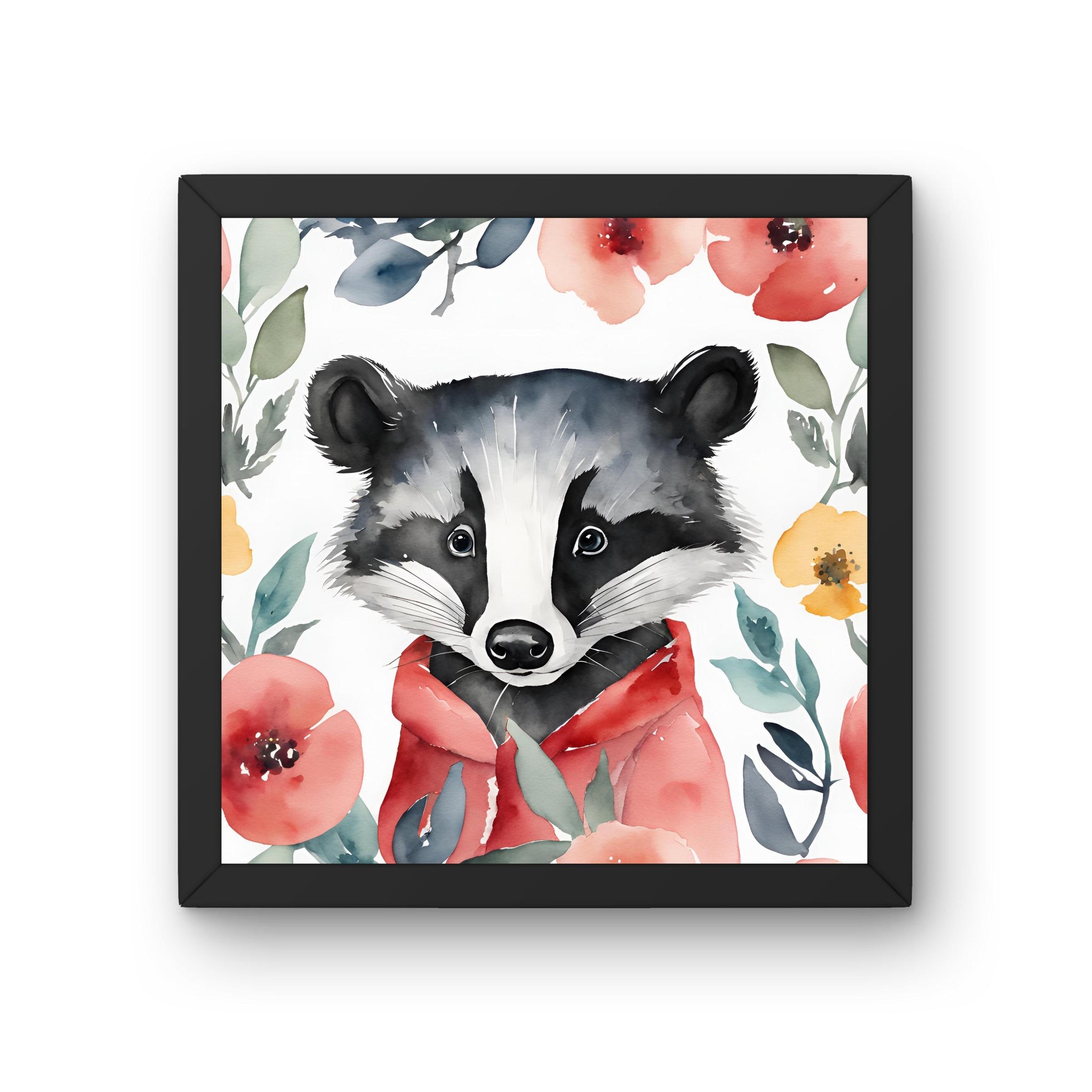 a painting of a raccoon wearing a red bow tie